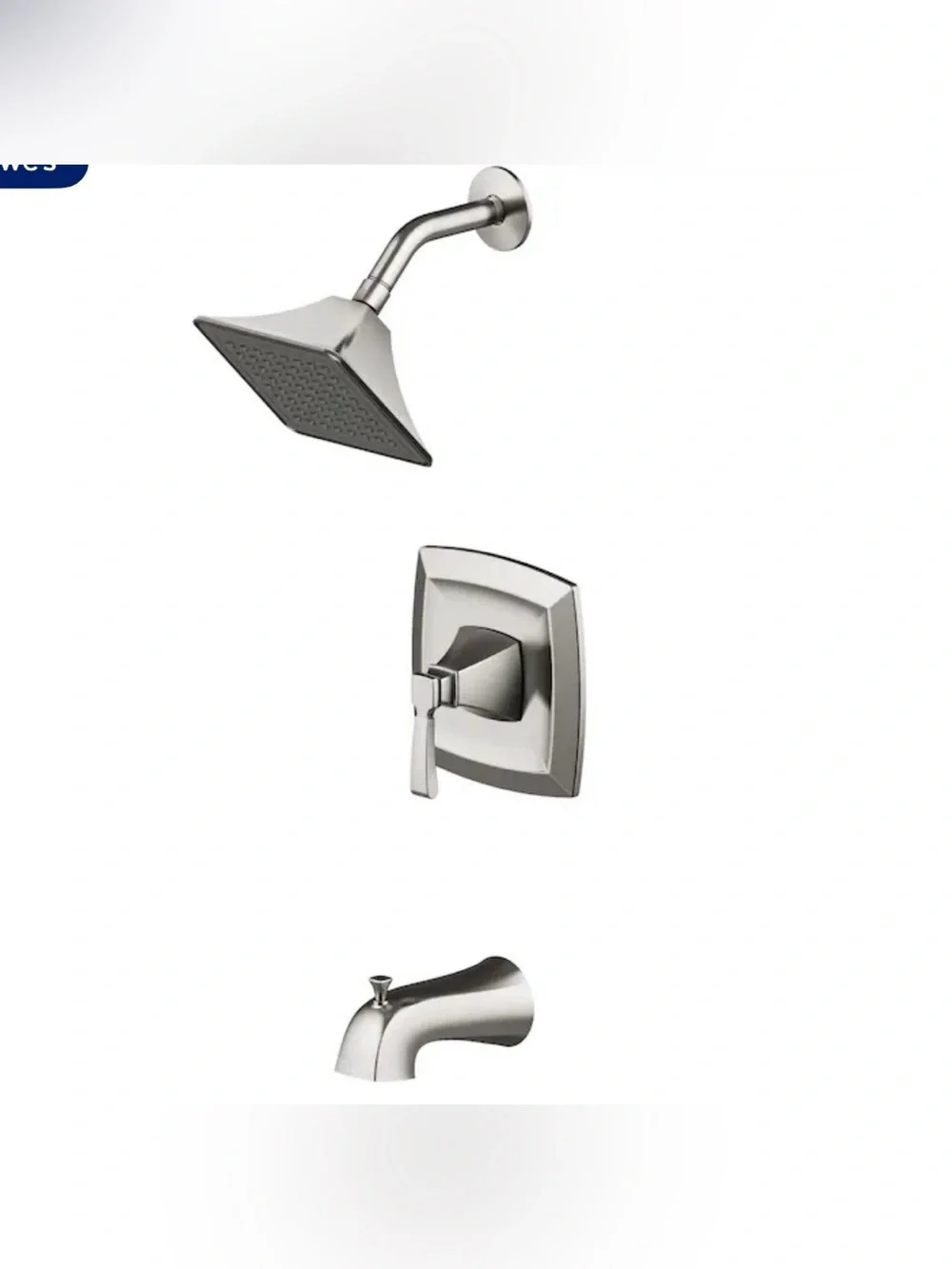 New Allen + Roth Chesler Brushed Nickel Square Rain Shower Head and Tub Faucet